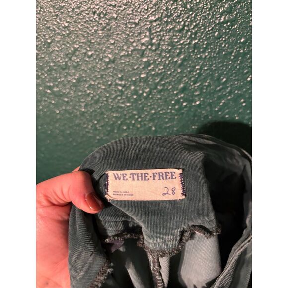 Free People Green High Rise Corduroy Flared Pants Sz 28 - Picture 4 of 5